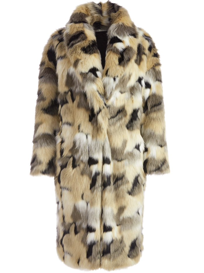 YETTA FAUX FUR COAT - NEUTRAL/BLACK image 5 - ALICE + OLIVIA