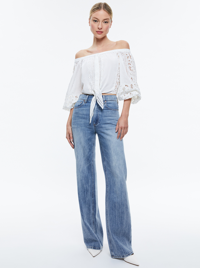 IVY OFF THE SHOULDER CROPPED TOP - OFF WHITE image 1 - Alice And Olivia
