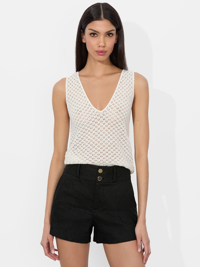 ANNALISE POINTELLE TANK - SOFT WHITE - Alice And Olivia
