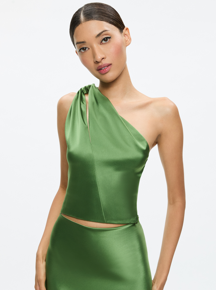 PIERA ONE SHOULDER TWIST TOP - AVOCADO - Alice And Olivia
