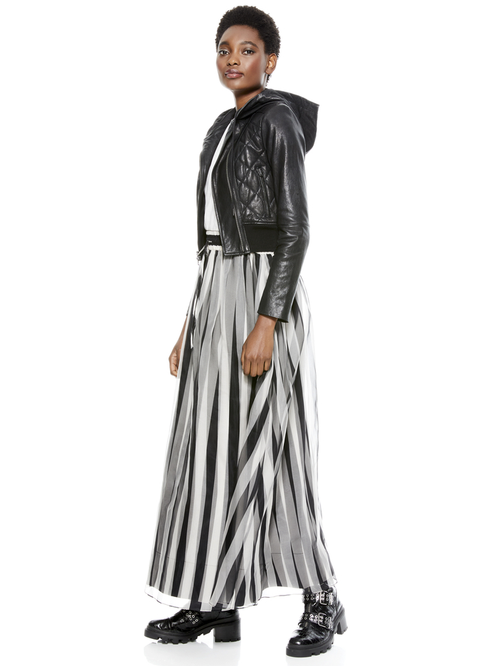 HENDRIK LTR BOMBER JKT W HOOD - BLACK image 2 - Alice And Olivia