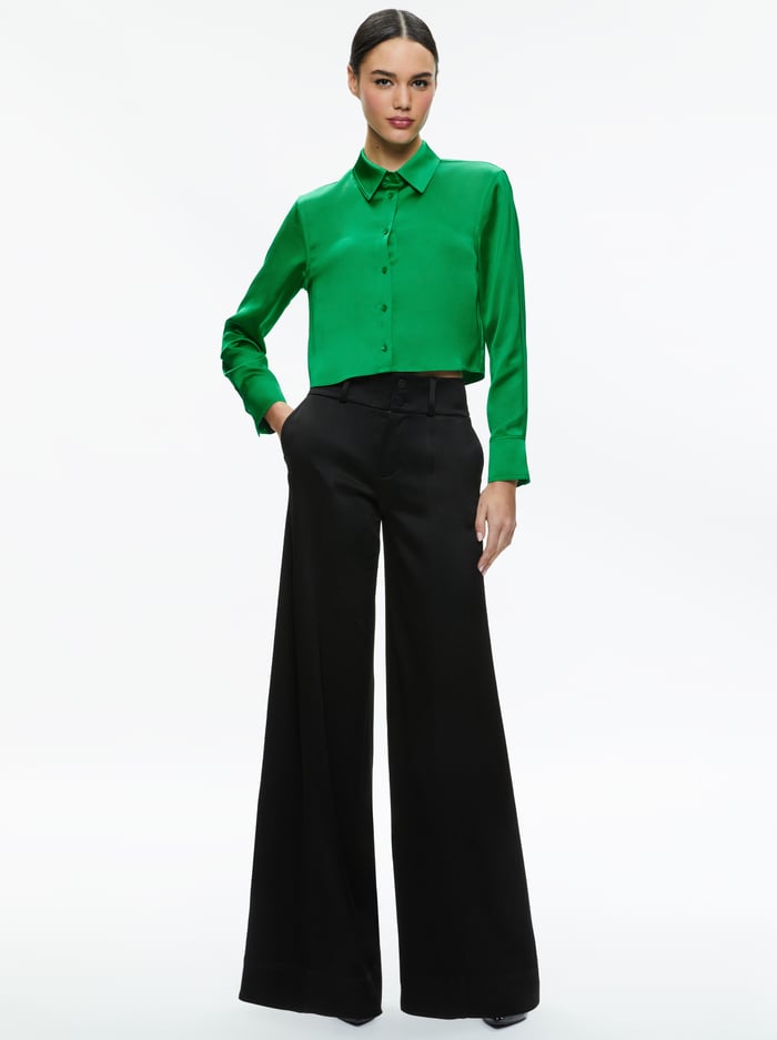 LEON CROPPED BUTTON DOWN - LIGHT EMERALD image 4 - Alice And Olivia