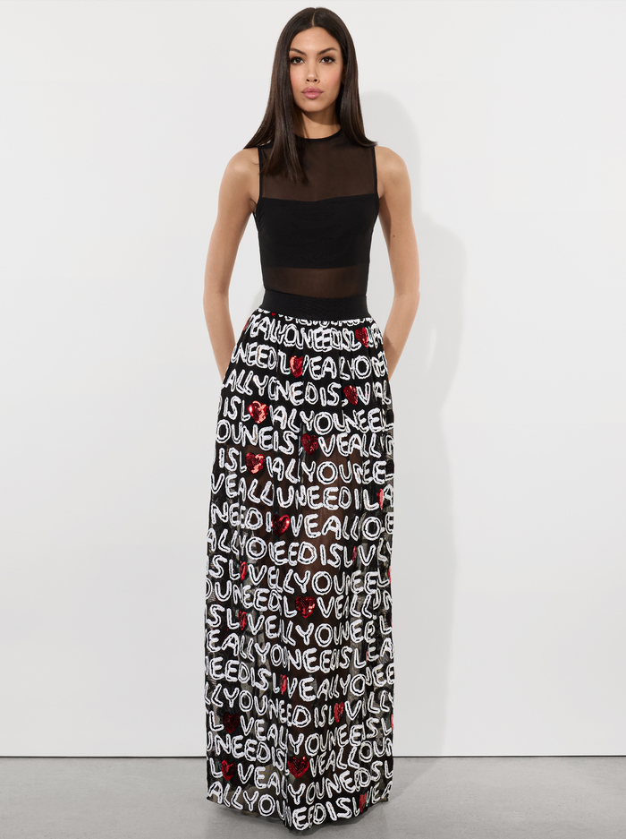 A+O X THE BEATLES LEVON SEQUIN BALLGOWN SKIRT - ALL YOU NEED IS LOVE image 2 - Alice And Olivia