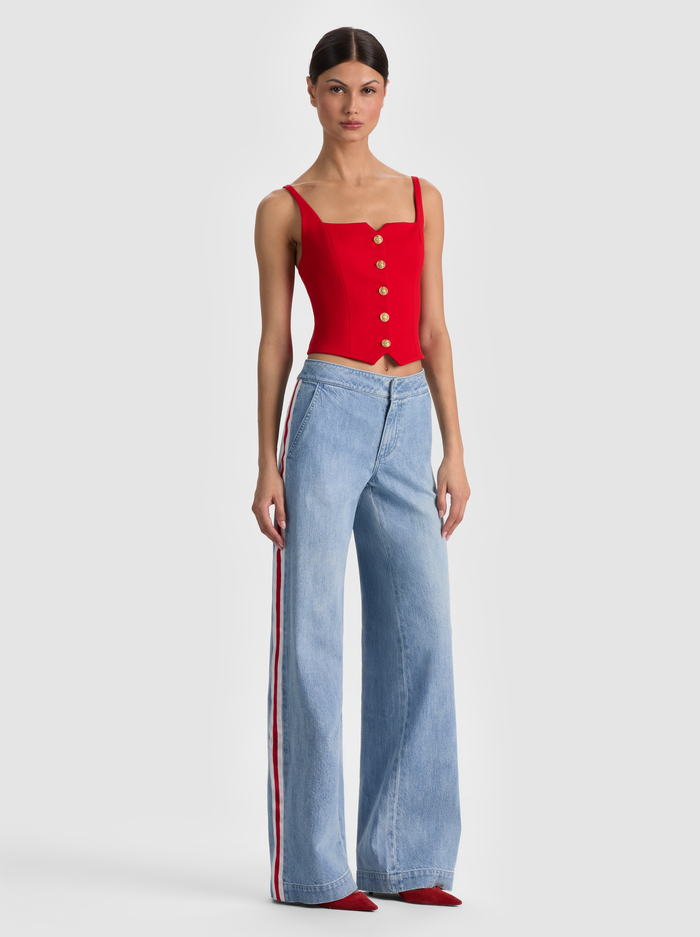 KELCEY BUTTON FRONT TOP - CHILI PEPPER image 4 - ALICE + OLIVIA