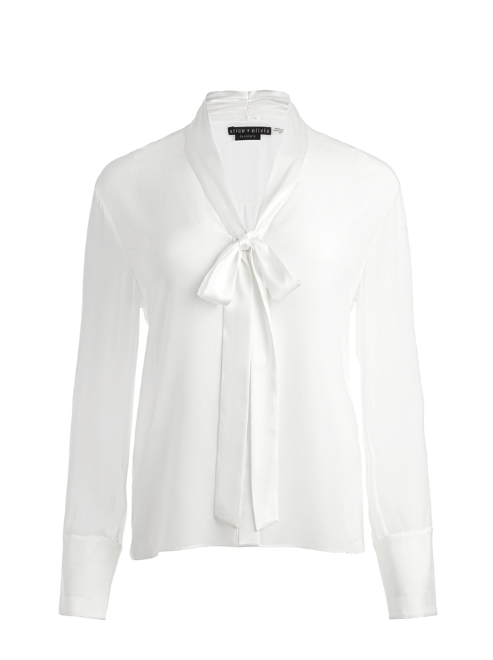 BRADY OVERSIZED BUTTON DOWN WITH BOW TIE - OFF WHITE image 5 - Alice And Olivia