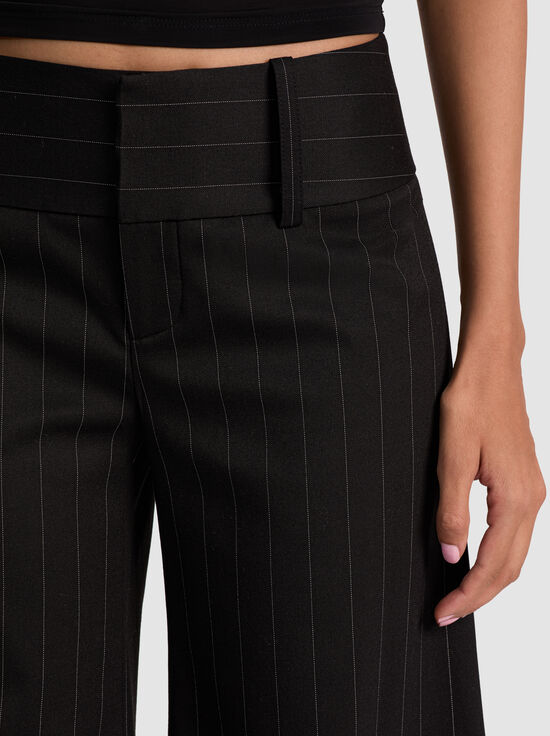 BLACK/OFF WHITE-OLIVIA PINSTRIPED WIDE LEG PANT