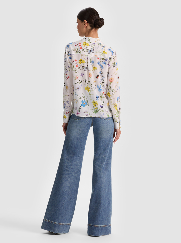 WILLA SILK BLOUSE - TWISTING VINES OFF WHITE image 2 - ALICE + OLIVIA