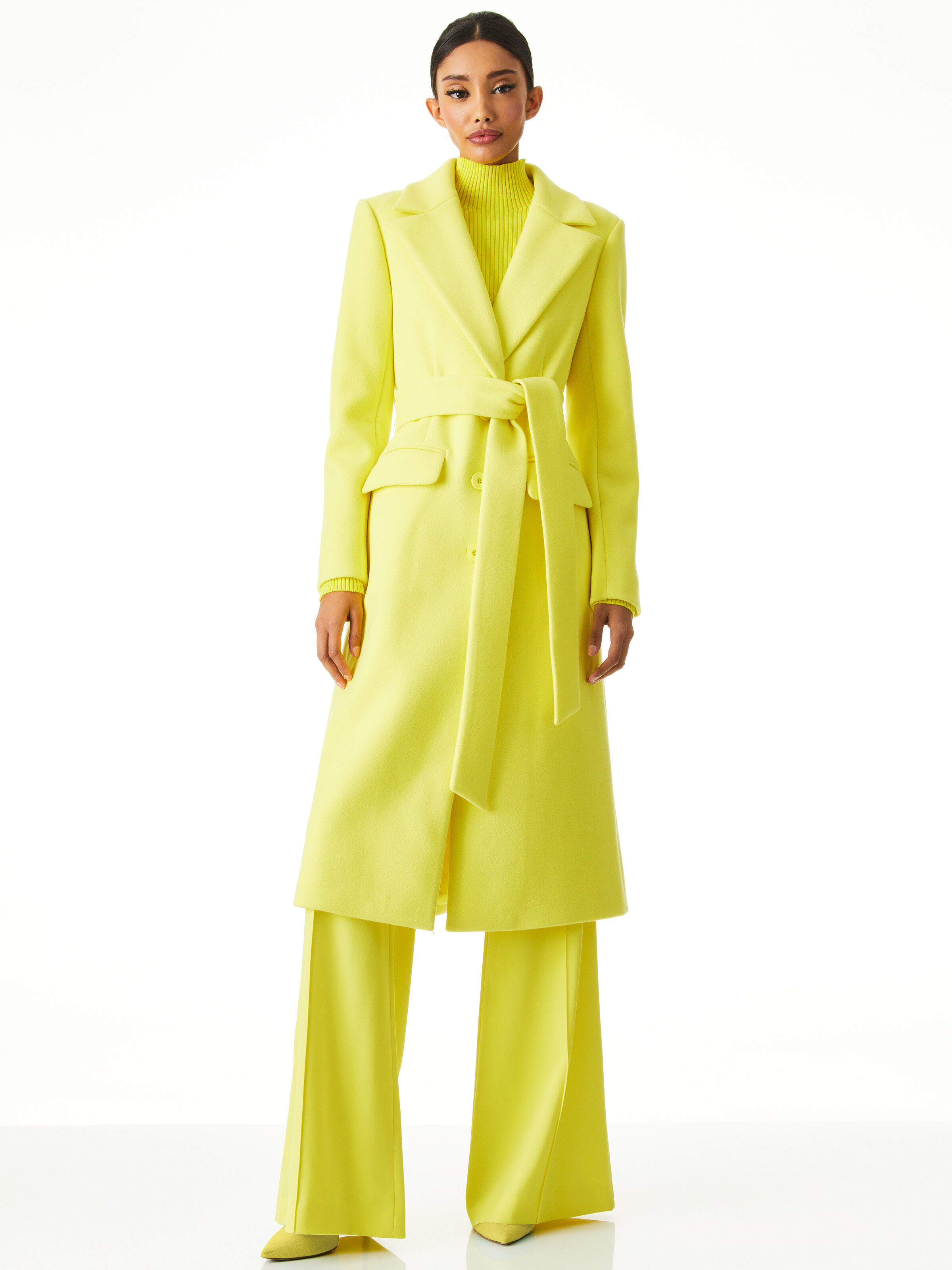 yellow belted coat