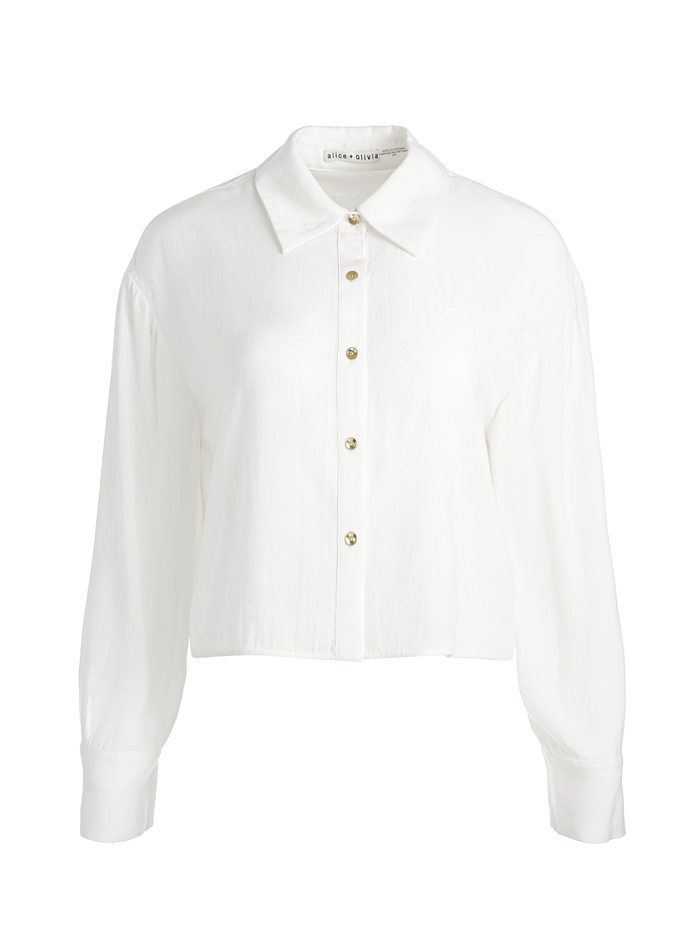 FINELY CROPPED BUTTON DOWN - OFF WHITE image 5 - Alice And Olivia