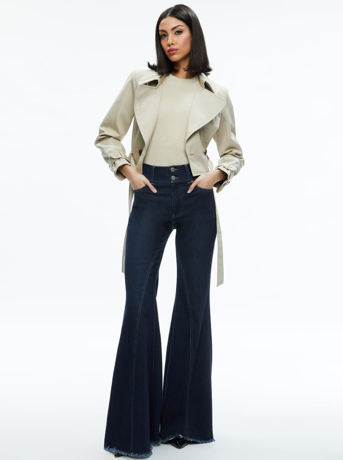 HAYLEY CROPPED TRENCH COAT WITH BELT - LATTE image 2 - Alice And Olivia