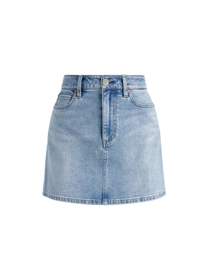 LAIKA CRYSTAL EMBELLISHED DENIM MINI SKIRT - GEORGIA VINTAGE BLUE image 5 - Alice And Olivia