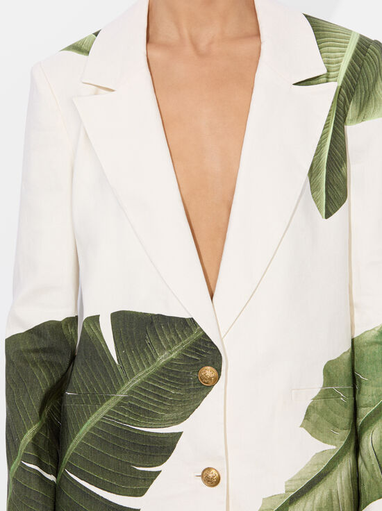 JUNGLE PALM OFF WHITE-ELNA LINEN BLAZER