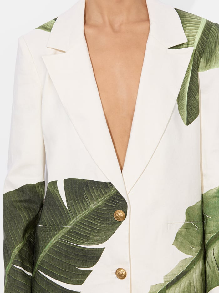 ELNA LINEN BLAZER - JUNGLE PALM OFF WHITE image 4 - Alice And Olivia