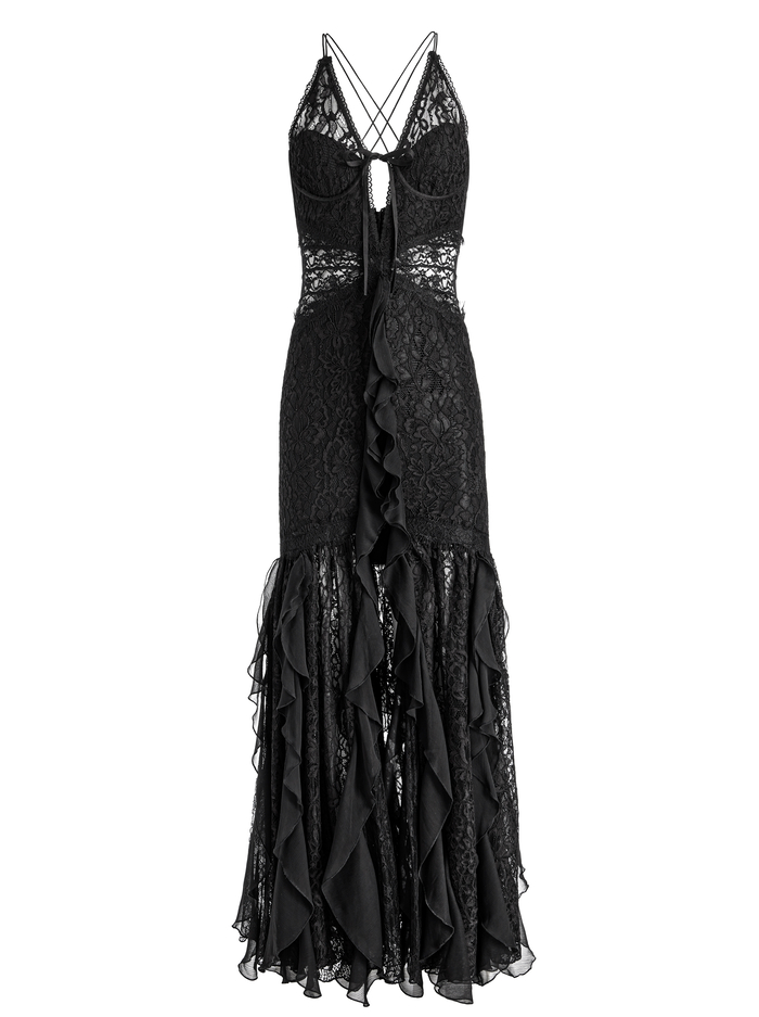 EDERA RUFFLE LACE MAXI GOWN - BLACK image 5 - Alice And Olivia