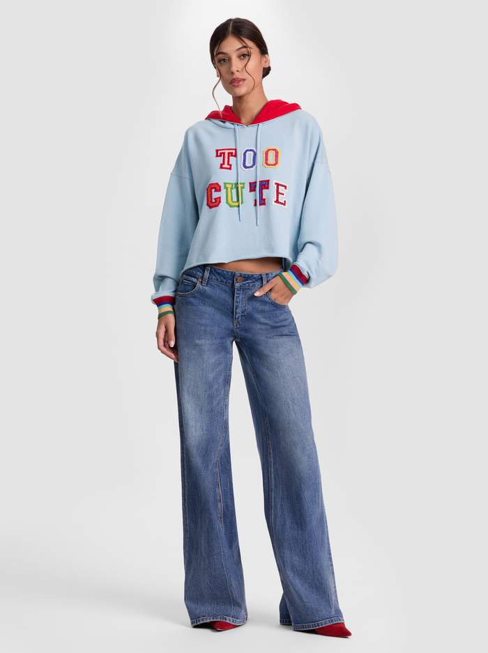 SUNNY CROPPED HOODIE - CAROLINA BLUE MULTI image 1 - ALICE + OLIVIA