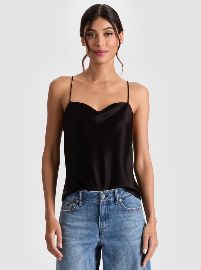 HARMON SLIP TANK - BLACK - Alice And Olivia