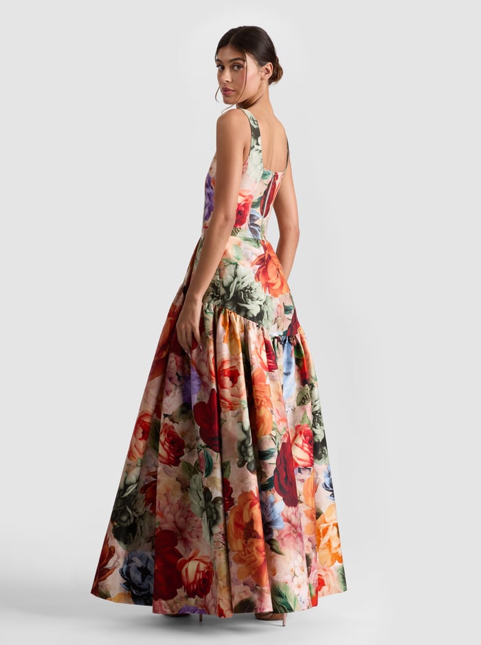 DIANA STRUCTURED MAXI DRESS - STORM FLORAL LG image 2 - Alice And Olivia