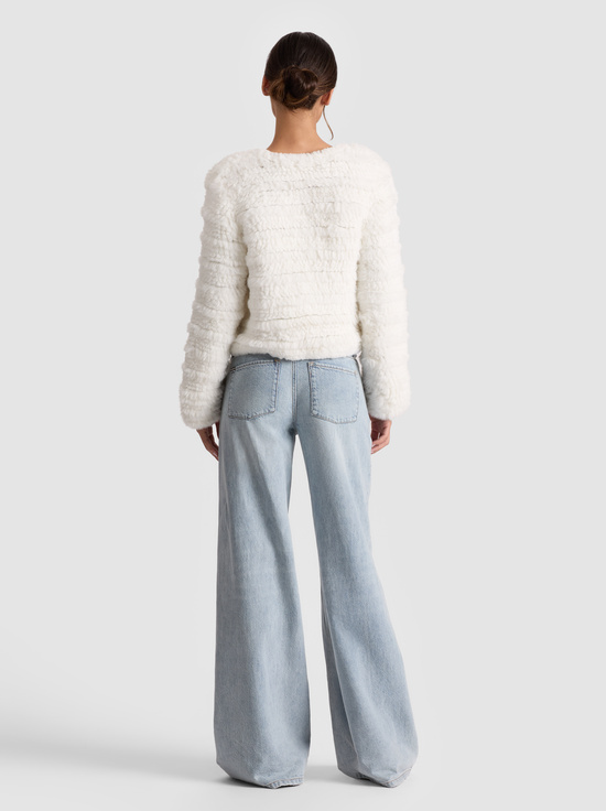 ECRU-FAWN FAUX FUR JACKET