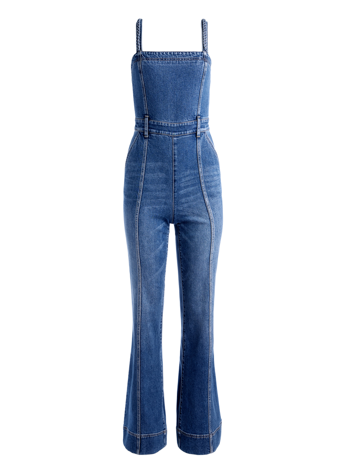 MELODY BRAIDED STRAP DENIM JUMPSUIT - LOLA BLUE image 5 - ALICE + OLIVIA