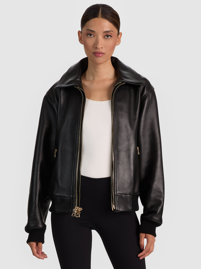 COLLINS DOUBLE LAYER LEATHER JACKET - BLACK image 1 - ALICE + OLIVIA