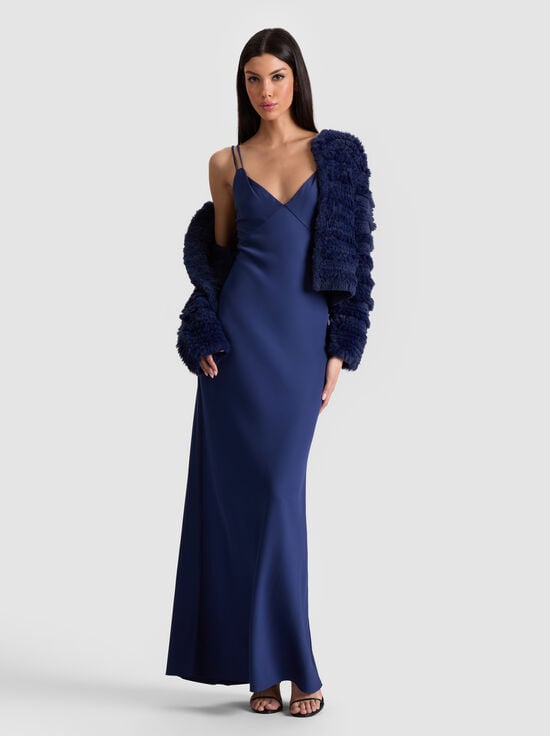 INDIGO-FAWN FAUX FUR JACKET