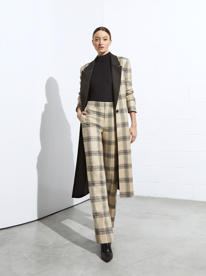 PETE PLAID PULL ON PANT - BONE MULTI image 6 - Alice And Olivia