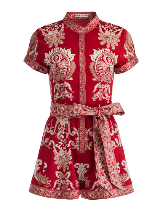 SERENADE DARK CHERRY-LUCY BUTTON DOWN ROMPER