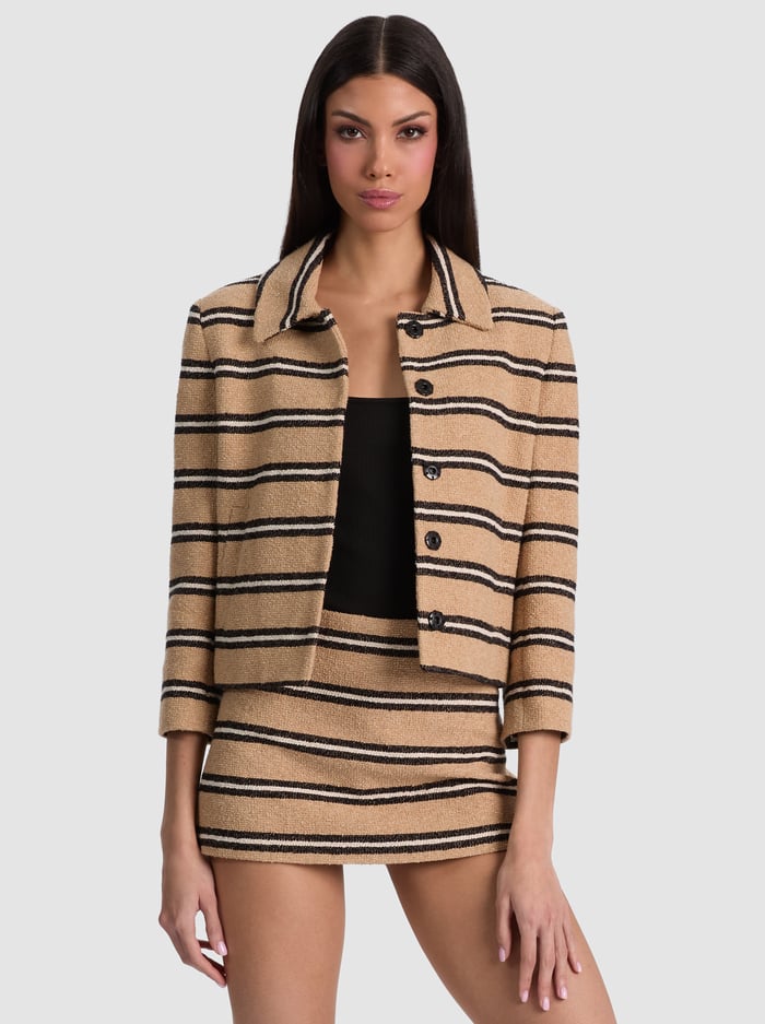 WESTON CROPPED JACKET - BEACH DAY STRIPE SM - ALICE + OLIVIA