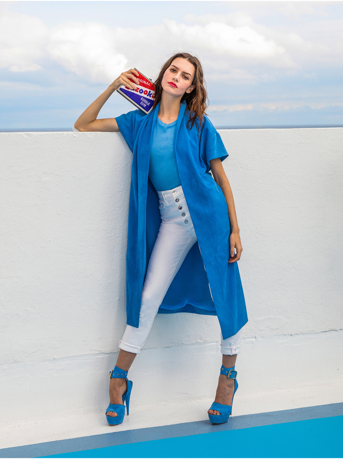 CINDY CLASSIC CREWNECK CROPPED TEE - CERULEAN image 2 - Alice And Olivia