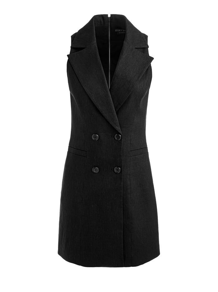 MERITT LINEN TUXEDO DRESS - BLACK image 5 - Alice And Olivia