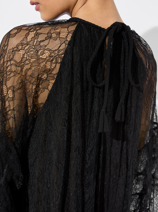 BLACK-DELIA RUFFLED TUNIC DRESS