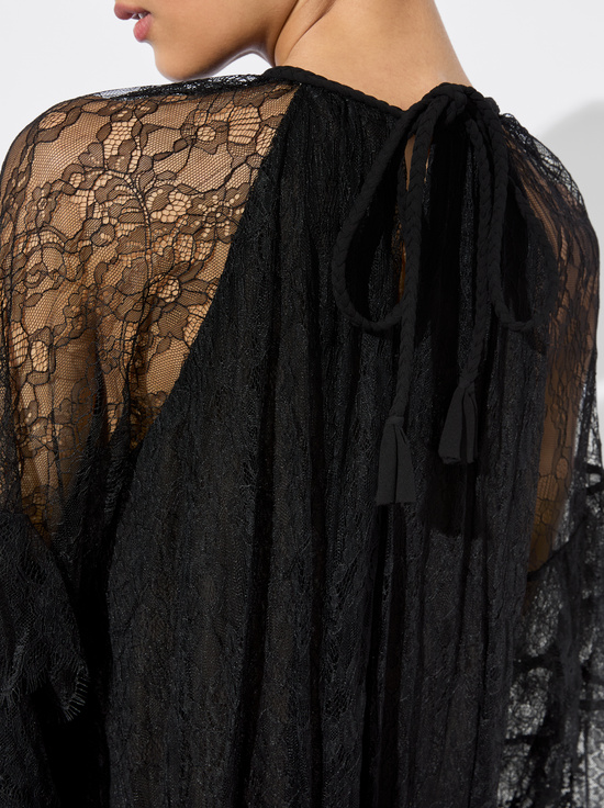 BLACK-DELIA RUFFLED TUNIC DRESS