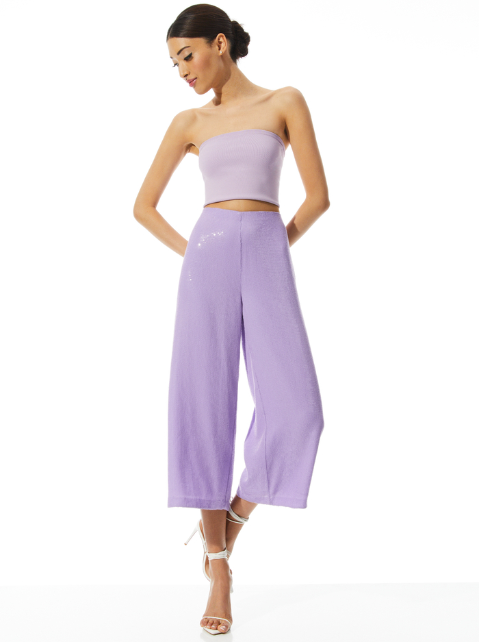 ELBA SEQUIN HIGH WAISTED ANKLE PANT - LAVENDER image 4 - Alice And Olivia