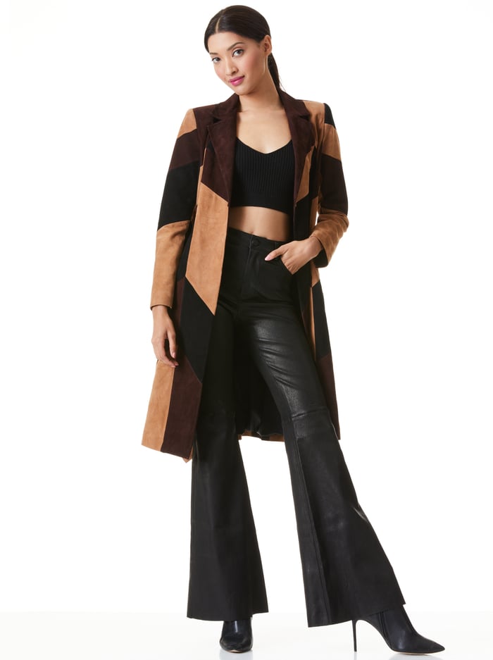 KARLEY PATCHWORK SUEDE COAT - MULTI image 2 - Alice And Olivia