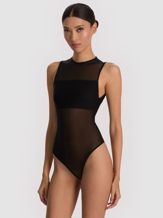 BLACK-BANDEAU SLEEVELESS BODYSUIT