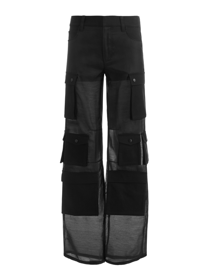 OLYMPIA SHEER COMBO CARGO PANT - BLACK image 5 - ALICE + OLIVIA