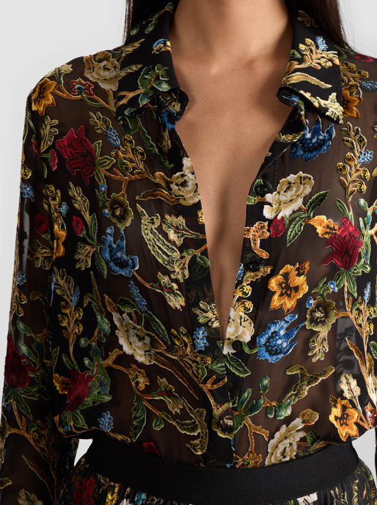 TAPESTRY TRAILS SM BLACK-WILLA SILK BLOUSE