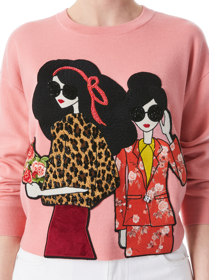 GLEESON EMBELLISHED PULLOVER - ROSE/MULTI image 3 - Alice And Olivia