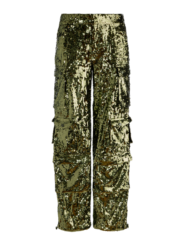 OLYMPIA SEQUIN CARGO PANT - DARK OLIVE image 6 - Alice And Olivia