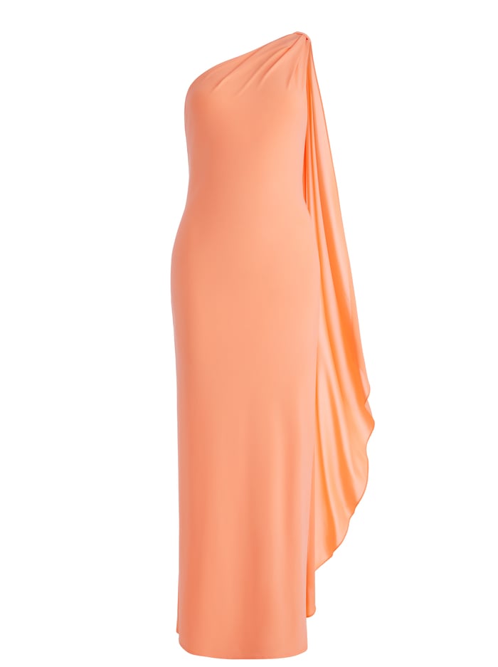ANJA ONE SHOULDER DRAPED MAXI DRESS - CORAL image 5 - Alice And Olivia