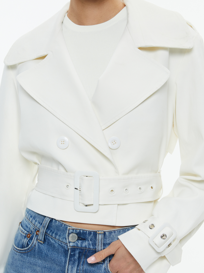 KEITH CROPPED TRENCH WITH BELT - OFF WHITE image 3 - Alice And Olivia