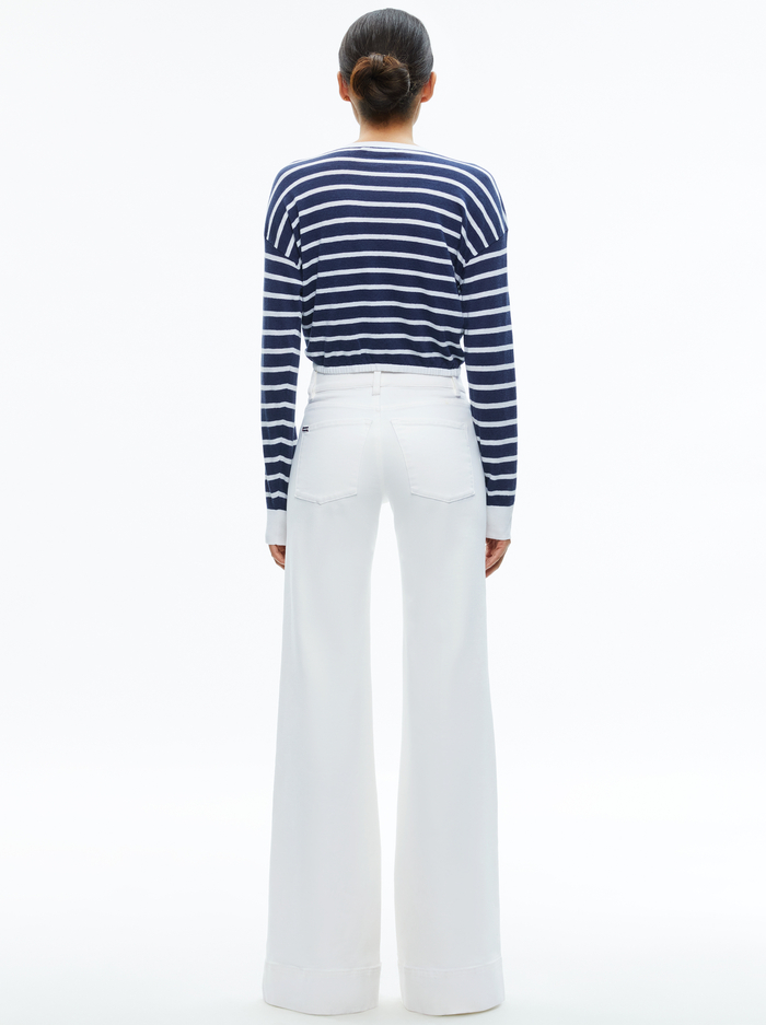 BERNETTA CROPPED DRAWSTRING PULLOVER - INDIGO/SOFT WHITE image 1 - Alice And Olivia