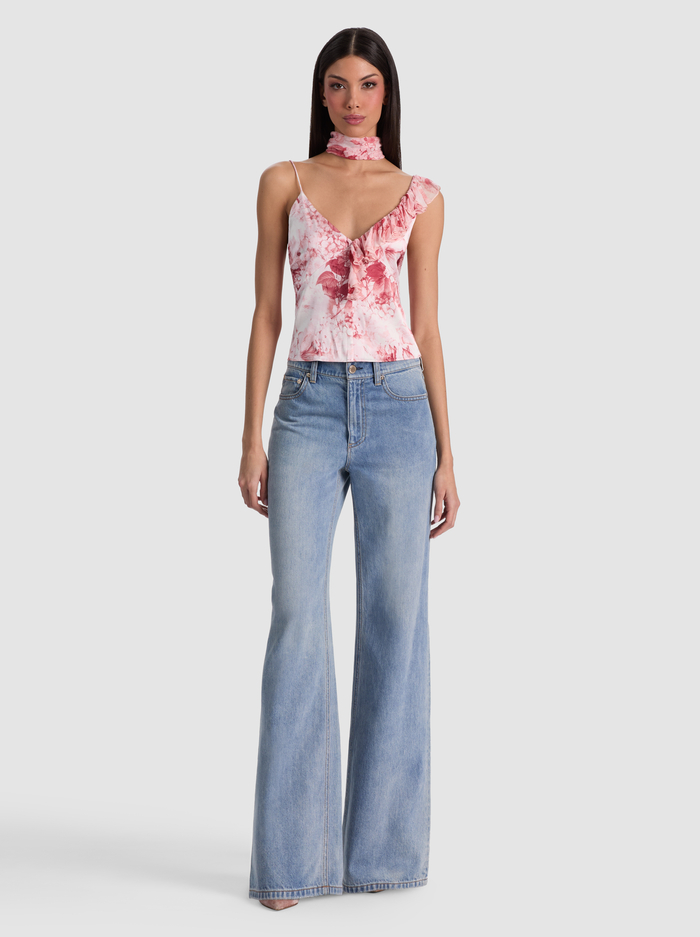 ZELDA RUFFLE TANK WITH SCARF - SEA BREEZE ENGLISH ROSE image 1 - ALICE + OLIVIA