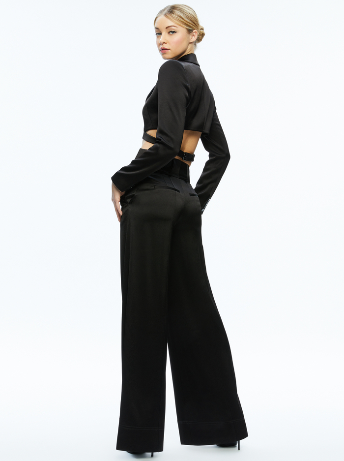 LEONE CROPPED WRAP BLAZER - BLACK image 1 - Alice And Olivia