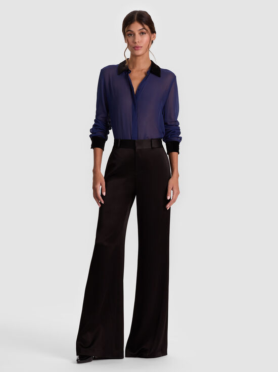 MIDNIGHT BLUE/BLACK-WILLA COMBO BLOUSE