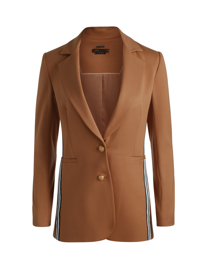 BREANN SIDE STRIPE BLAZER - TAN image 5 - Alice And Olivia