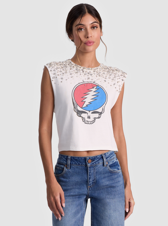 A+O X GRATEFUL DEAD MICAH MUSCLE TANK - OFF WHITE/MULTI image 1 - Alice And Olivia