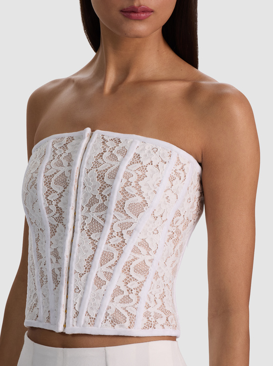 OFF WHITE/ALMOND-COSETTE LACE CORSET