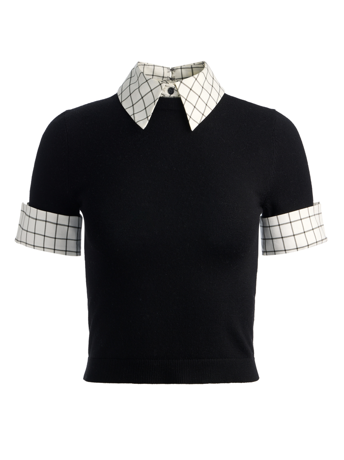 BLACK/SOFT WHITE-ASTER COLLARED PULLOVER