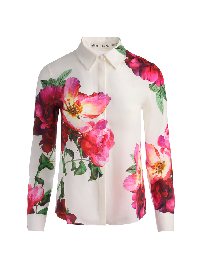 WILLA SILK BLOUSE - EMPRESS BLOOM OFF WHITE image 5 - ALICE + OLIVIA